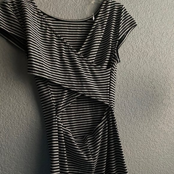 Teeze Me Black And White Striped Bodycon Dress - Picture 2 of 3